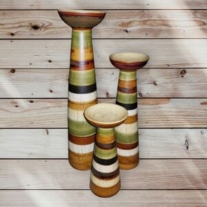 Striped Multicolor Candle Holders